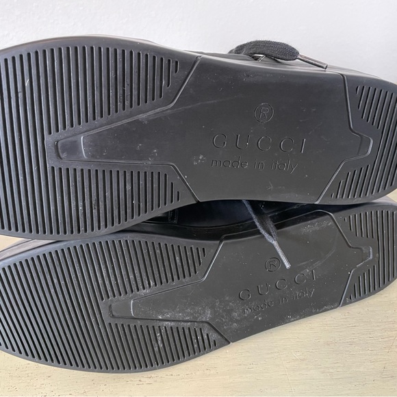 GUCCI Strap Quilted Suede & Leather High Top Sneakers Black Size 11 US 12 $860 - Picture 10 of 10